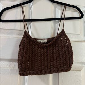 Brown Knitted Crop Top